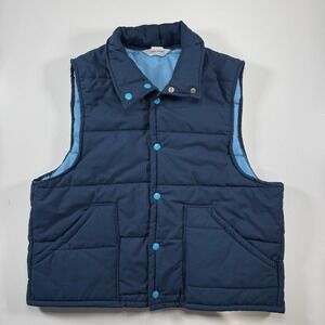 Vtg NELSON Snap‎ Front Puffer Vest Mens Large Blue Made in the USA Retro